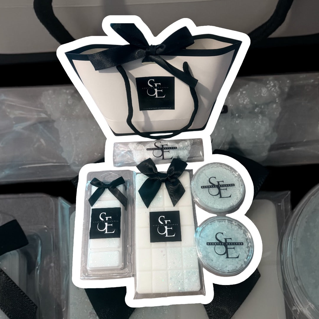 Gift Bag filled with wax melts, snow wax & sizzlers